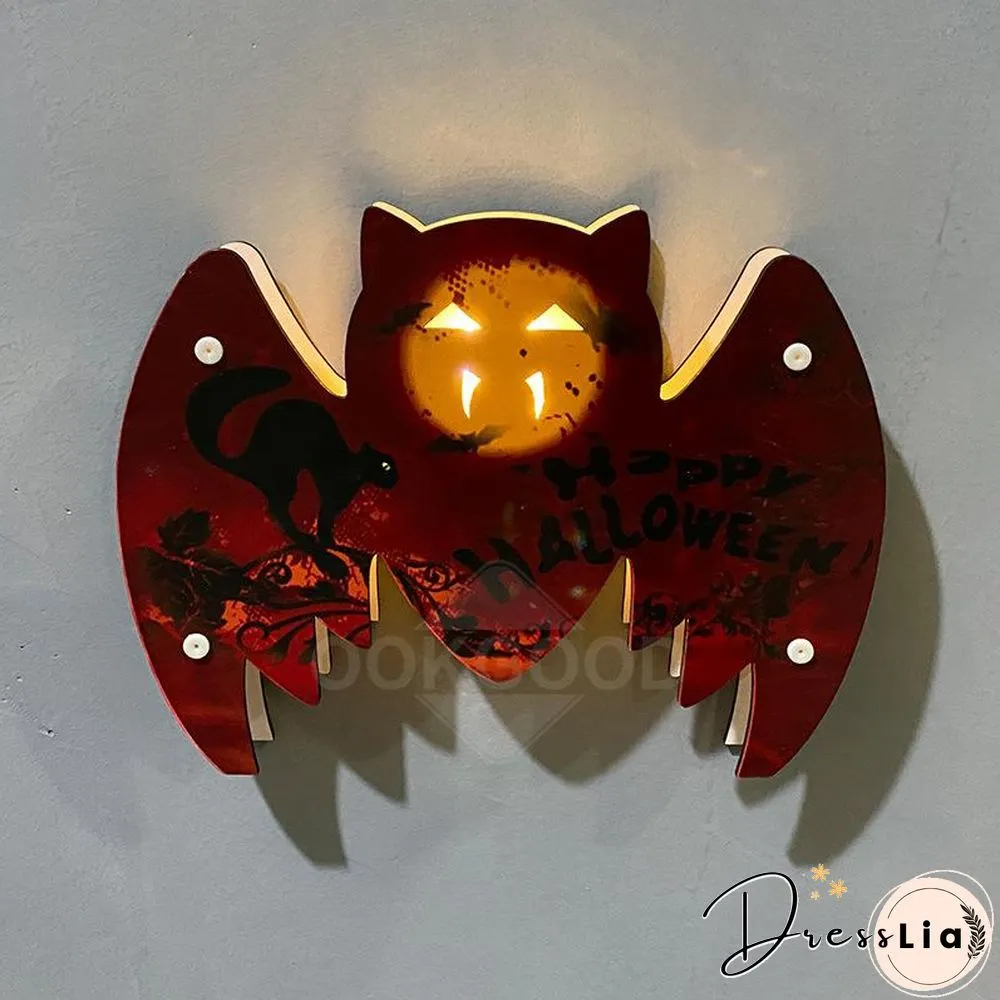 Wooden Halloween Themed LED Light For Holiday Decoration
