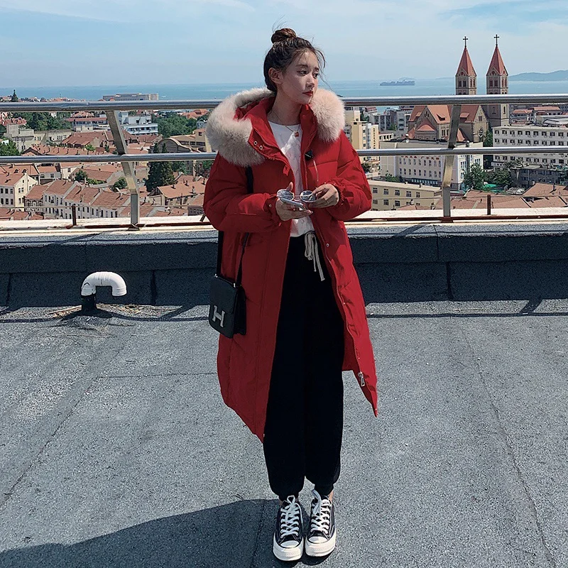 Woherb Red Down Cotton-Padded Clothes Cotton Clothes Women Winter Hot Style Oversize Loose Thickened Coat 2023 New-Outfit Ideas