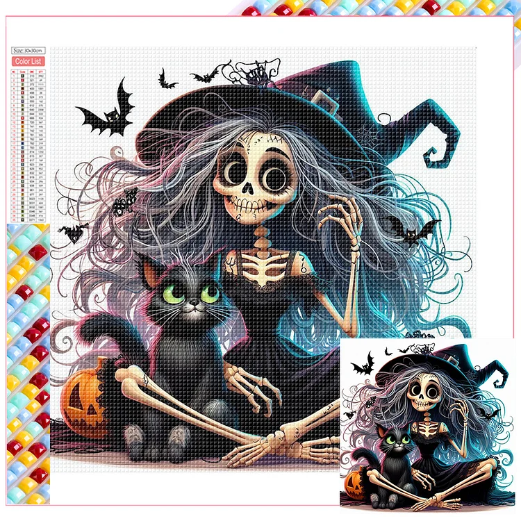 Halloween Skeleton Witch 30*30CM (Canvas) Full Square Drill Diamond Painting gbfke