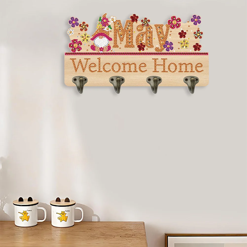 DIY Wooden Calendar May DIY Diamond Art Craft Wall Hooks for Beginners Adults