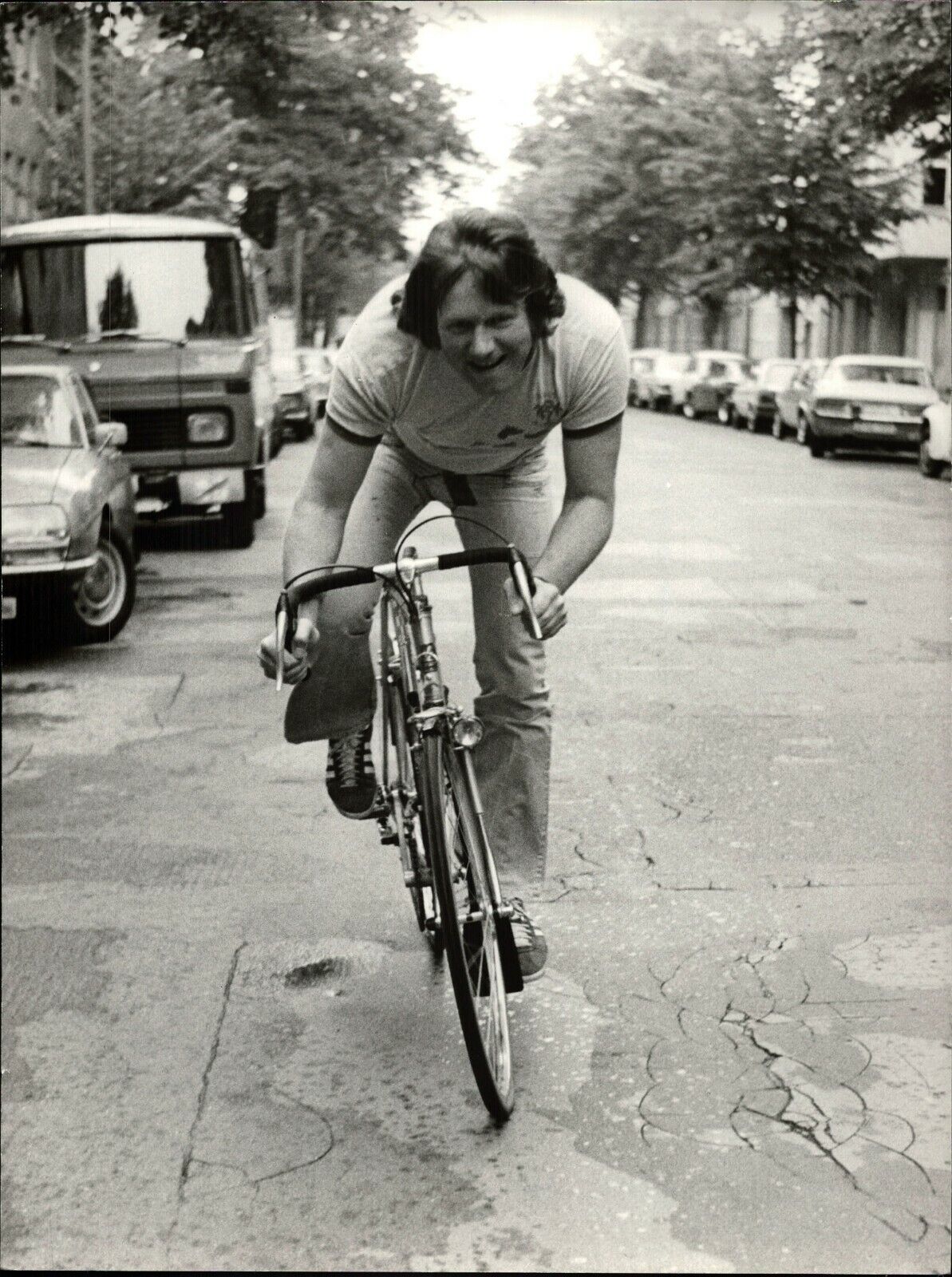 Gunter Gabriel On Bicycle - Vintage Press Photo Poster painting Norbert Unfried (U-7768