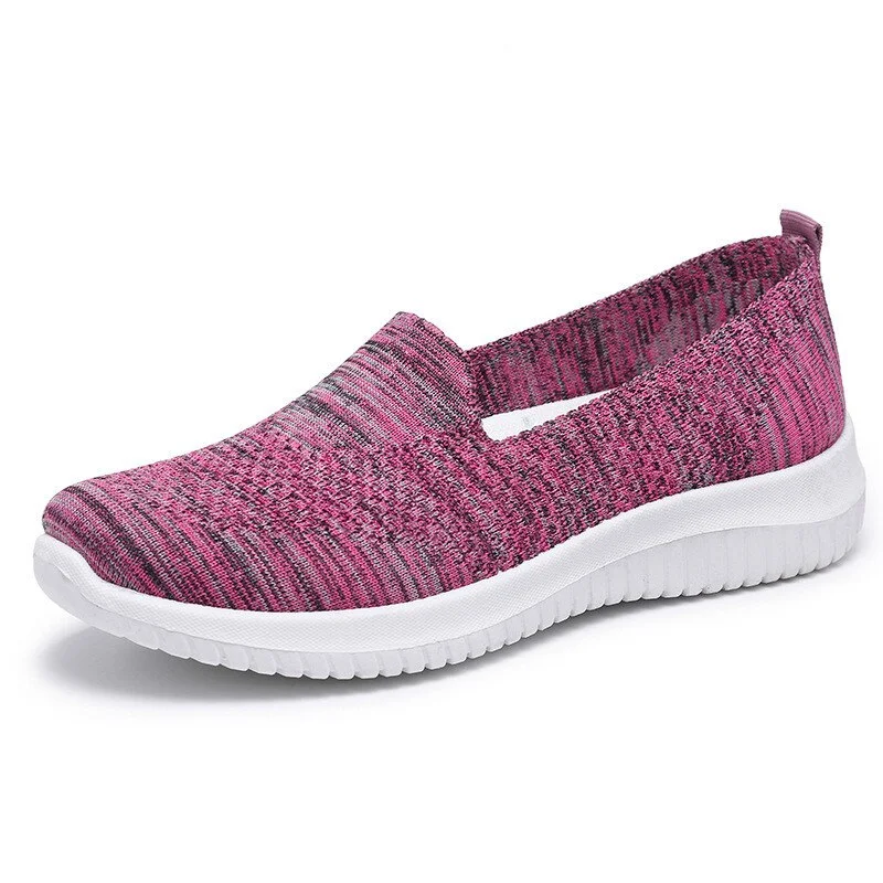 Women Casual Shoes Light Sneakers Breathable Mesh Summer knitted Vulcanized Shoes Outdoor Slip-On Sock Shoes Plus Size Tennis A8