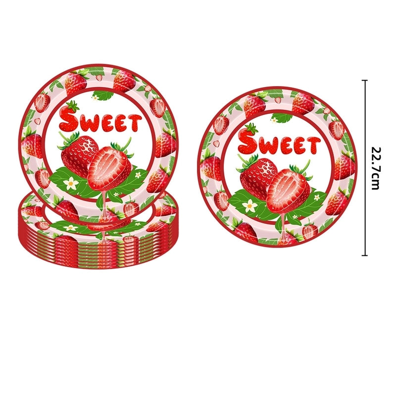 Other Printing (Printing) Birthday Cute Letter Strawberry PE PS Paper Party Tablecloth Tableware Party Supplies Cake Decorating Supplies 1 Piece