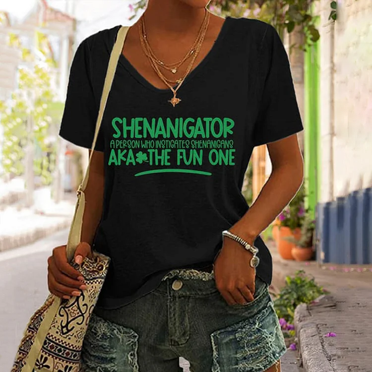 VChics Women's Shenanigator St. Patrick's Day Print V Neck T-Shirt