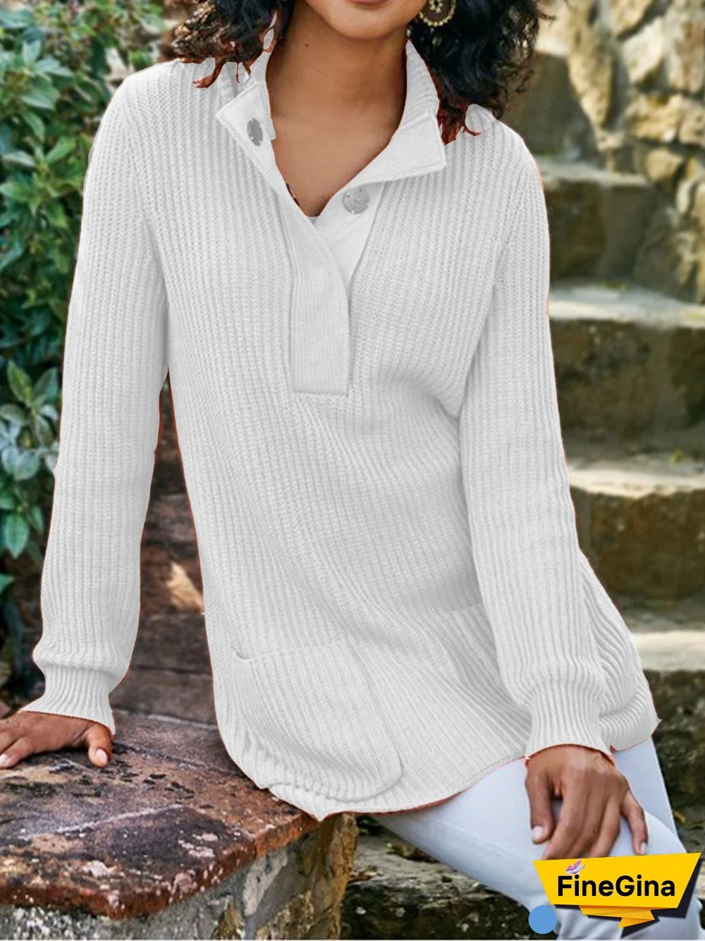 Women Shift Shawl Collar Plus Size Knitted Long Sleeve Sweaters