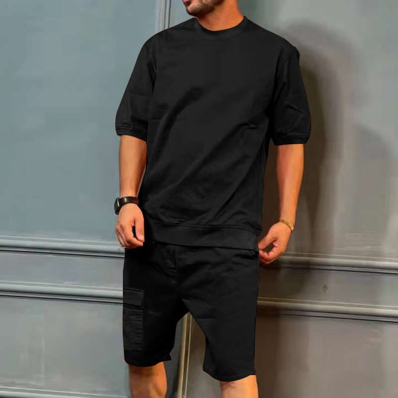 Mature Men's Sports Suits Summer Top And Shorts Casual Trendy Two Piece Set