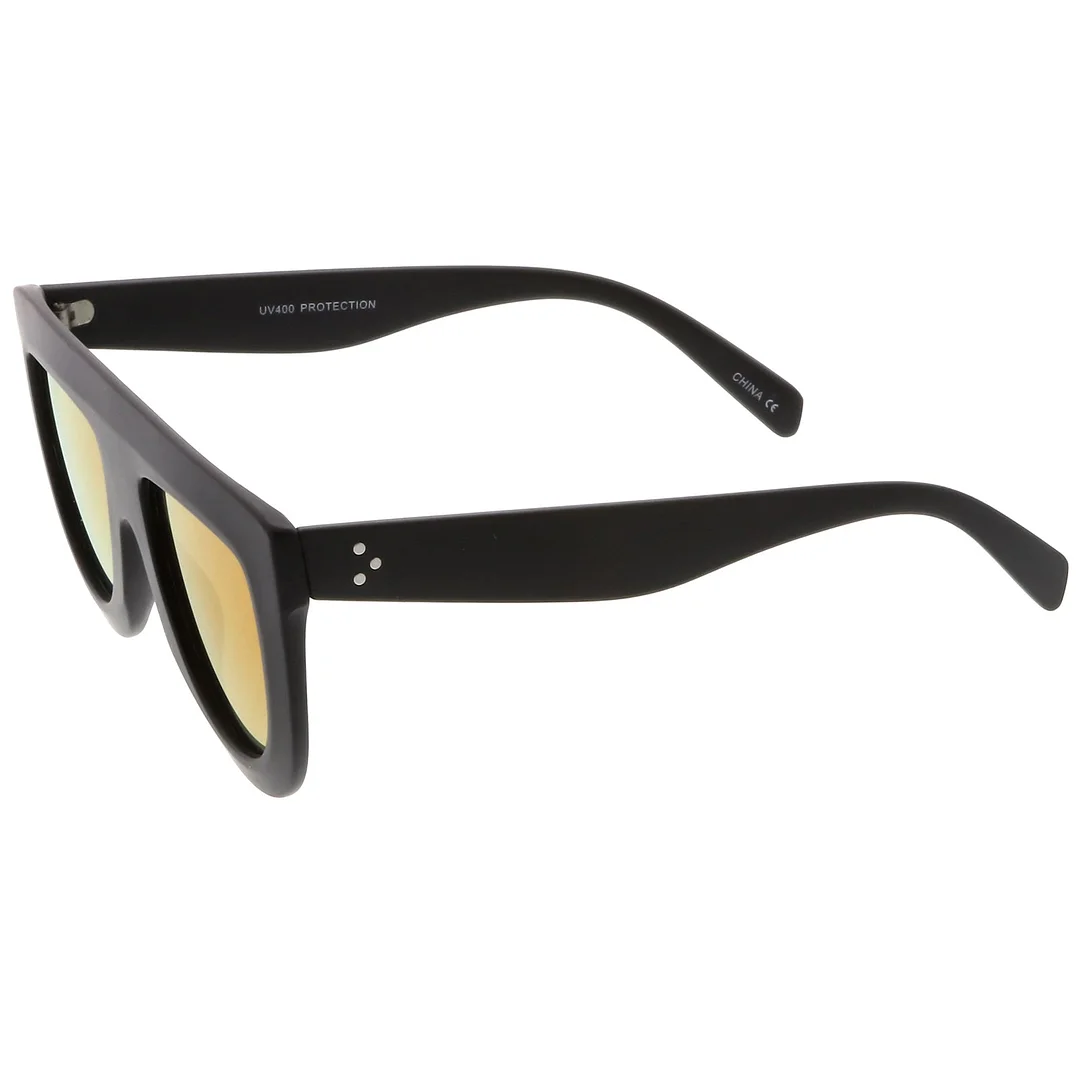 Oversize Chunky Wide Arms Colored Mirrror Flat Lens Flat Top glasses 51mm