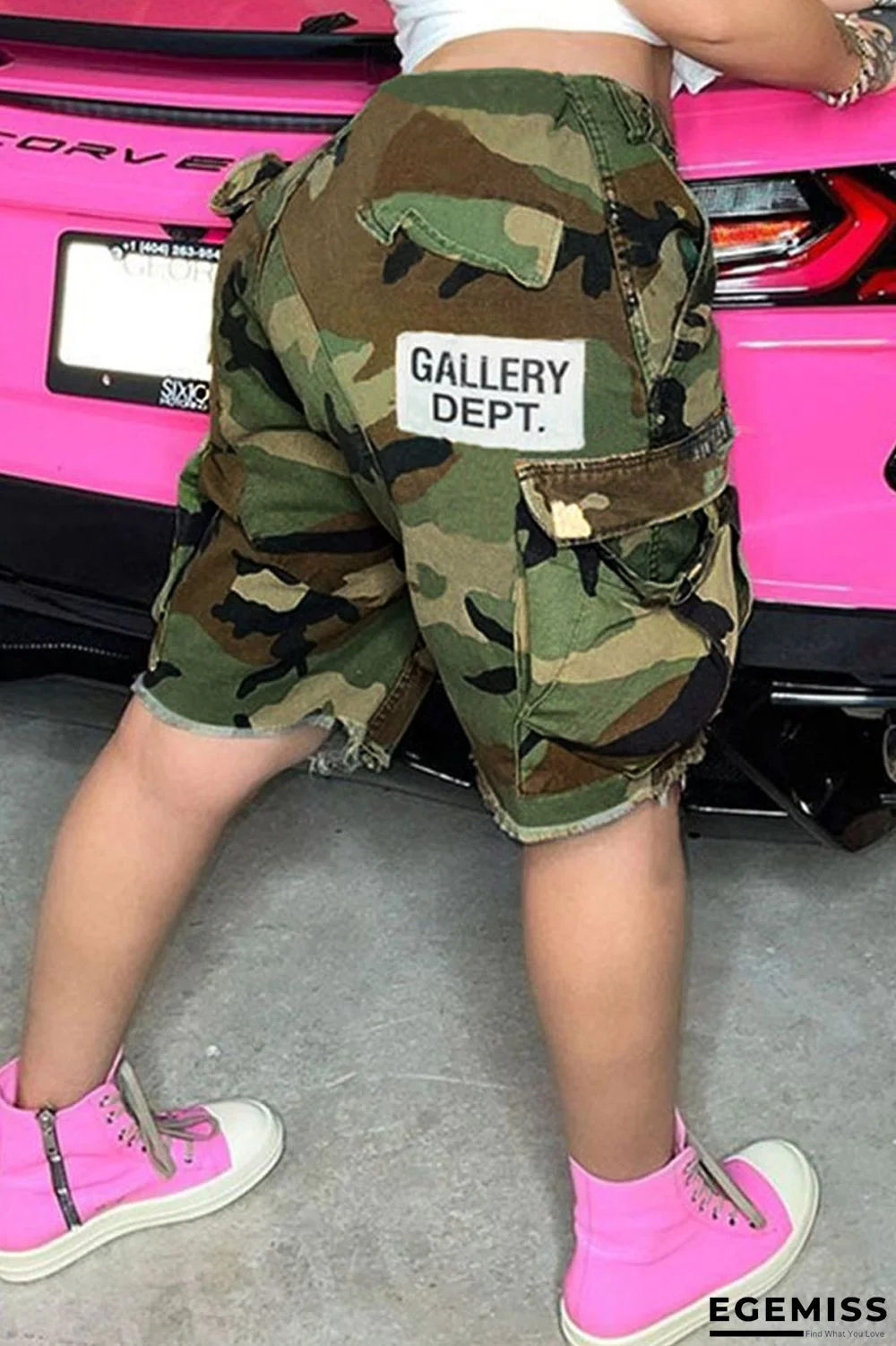 Camouflage Casual Print Camouflage Print Patchwork Pocket Straight Positioning Print Bottoms | EGEMISS