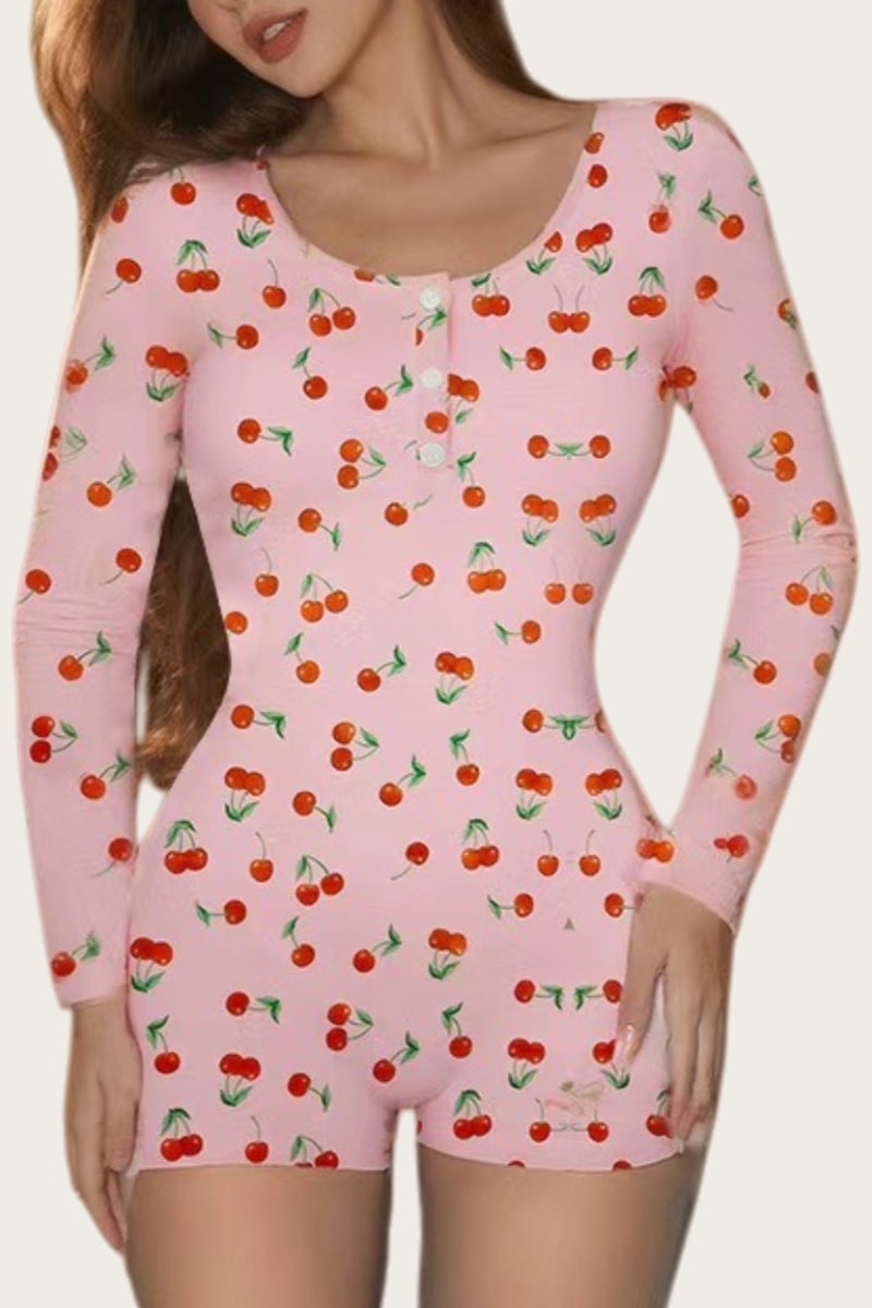Cherry Print Long Sleeve Bodysuit - HIGIANNA&reg;