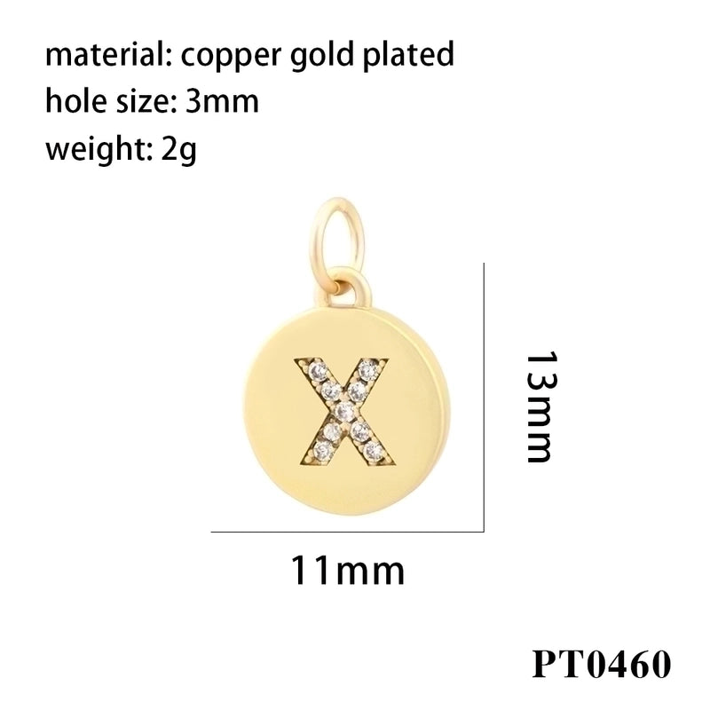 Minimalist Letter Copper Plating Inlay Zircon 18k Gold Plated Charms