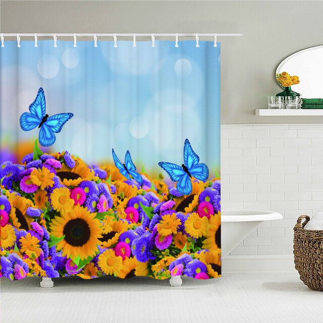 

Shower Curtain – Tulip Sunflower Flowers Trees-180*180cm, 501 Original