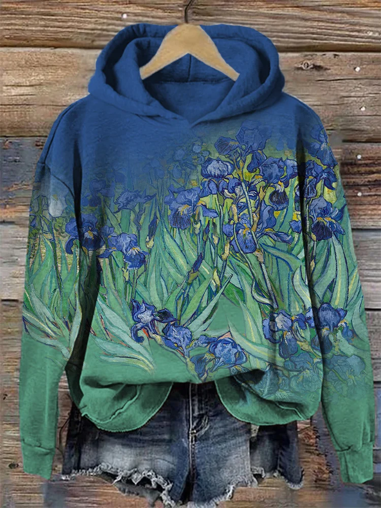 Irises Inspired Gradient Contrast Cozy Hoodie