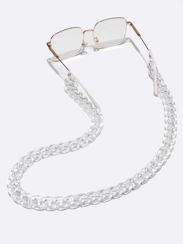 Simple Retro Acrylic Transparent Glasses Thick Chain