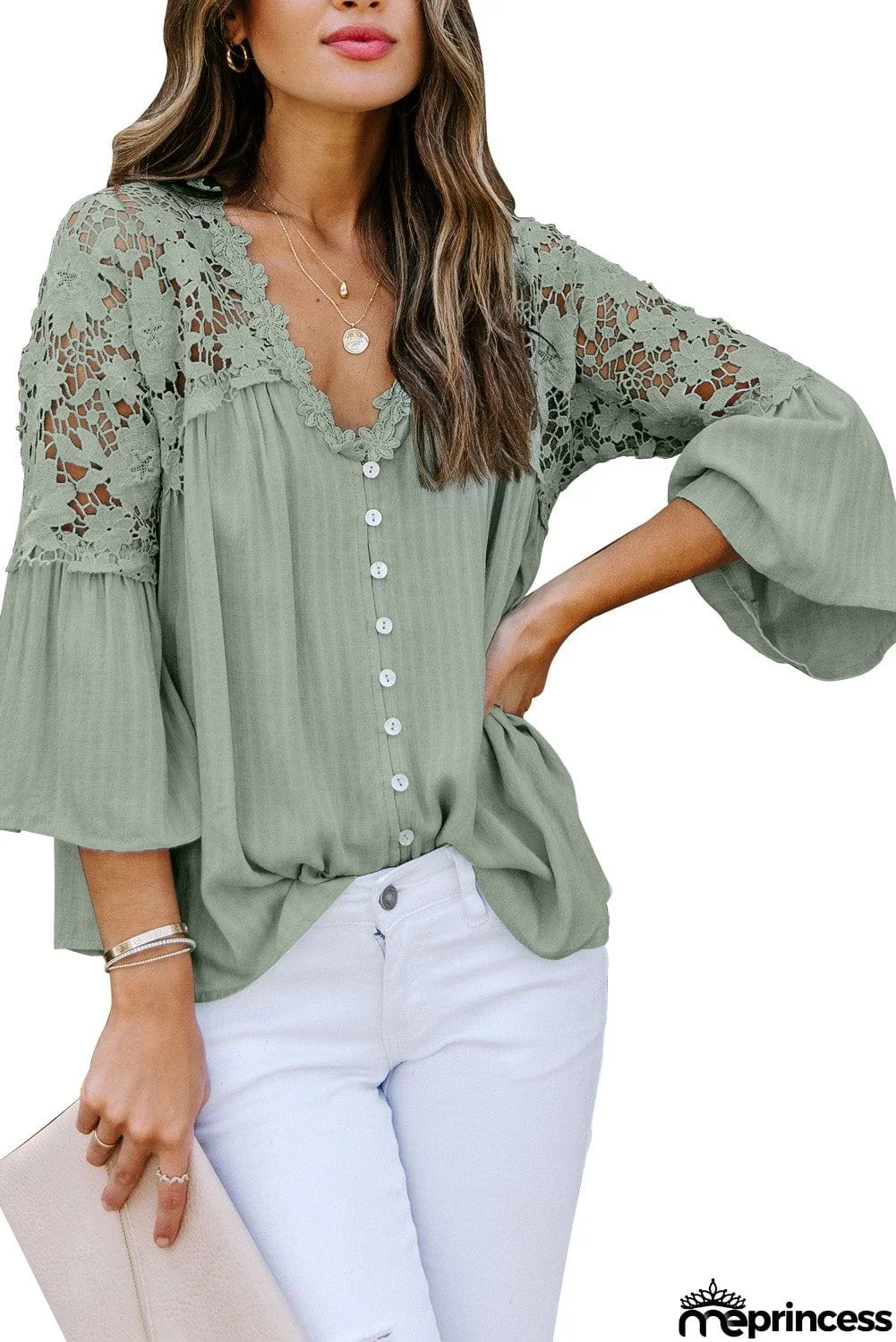 Crochet Lace Button Top