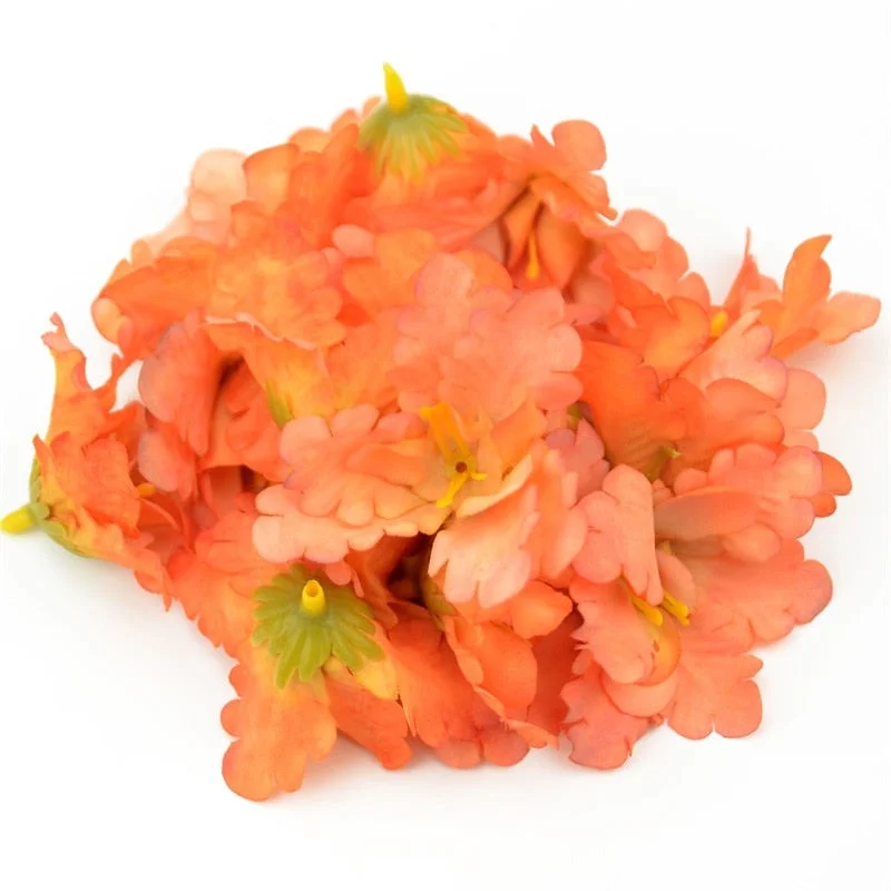 10pcs 5cm Mini Silk Gradient Orchid Artificial Flower Head For Wedding Decoration DIY Wreath Accessories Craft Fake Flowers