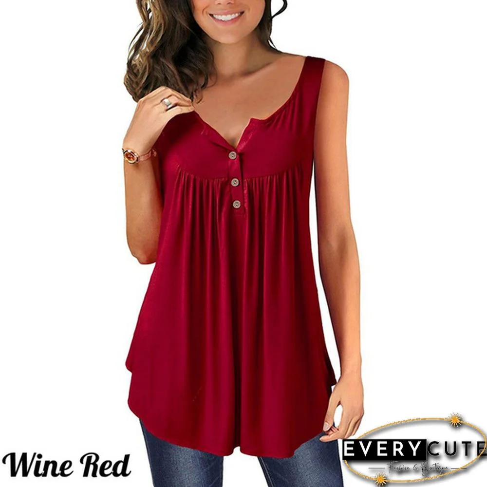 Fashion Women Clothes Spring Summer Casual Sleeveless Camisole Tops Solid Color Cotton Button-down Shirts Ladies Plus Size Loose Cami Tank Top Deep V-neck Halter Blouse