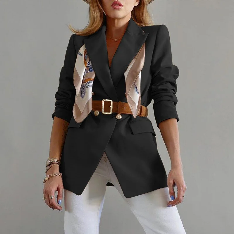 NEEDBO Jacket Women 2021 Casual Pockets Female Suits Coat Solid Color Outerwear Tops fashion casual suit Women's jacket
