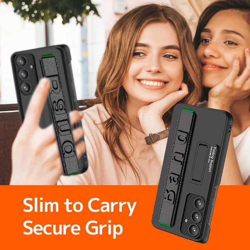 Suitable for S26 Ultra phone case, ultra-thin stand, elastic wrist strap, precision hole, shockproof protective case