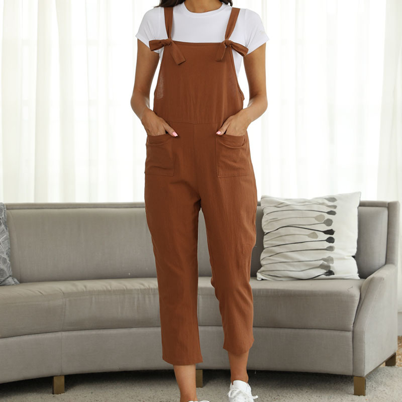 Rotimia Literary cotton and linen strap casual jumpsuit