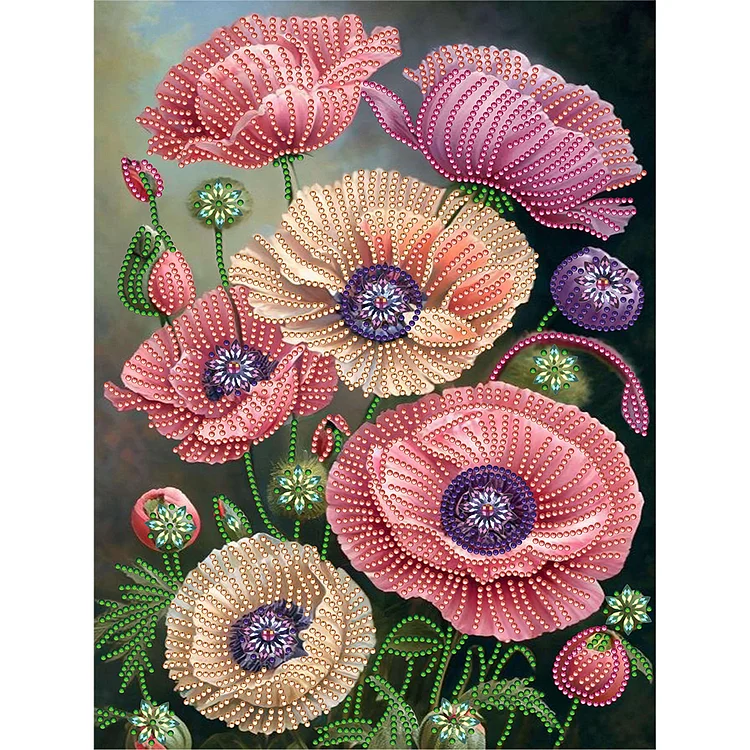 Poppy Flowers - Partial Drill - Special Diamond Painting(30*40cm)