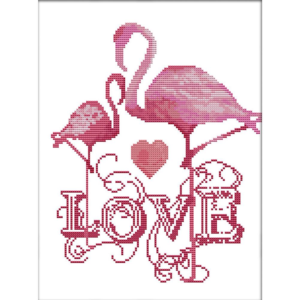 

Flamingo Love - 14CT Stamped Cross Stitch - 35*28cm, 501 Original
