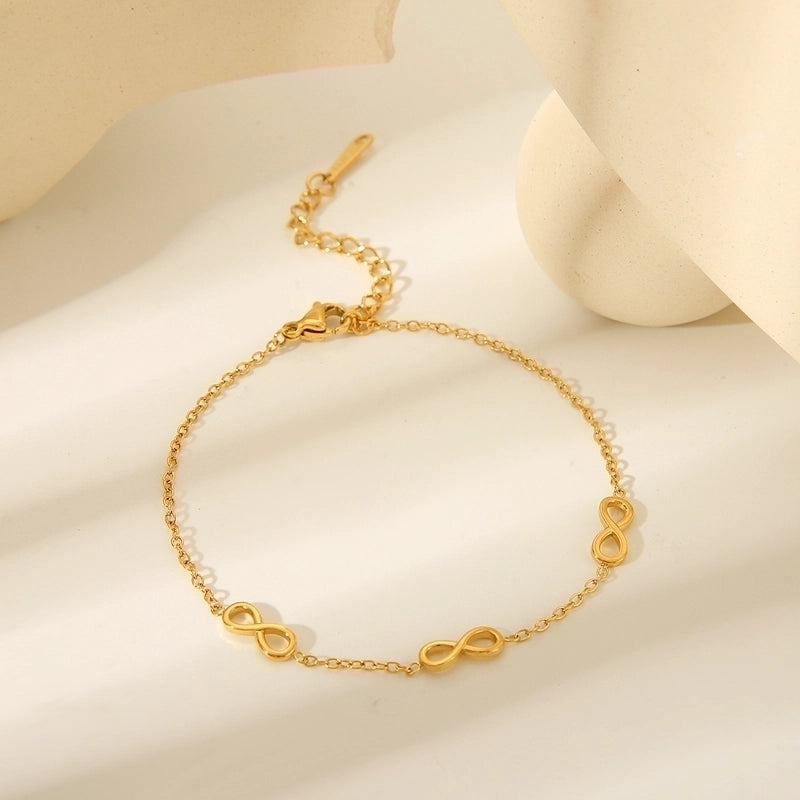 Stainless Steel 18K Gold Infinite Symbol Fine Bracelet For Women
