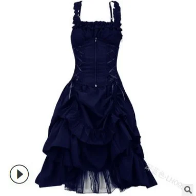 Uveng Uveng Lolita COS Gothic Slimming Irregular Design Strap Corset Dress Braped