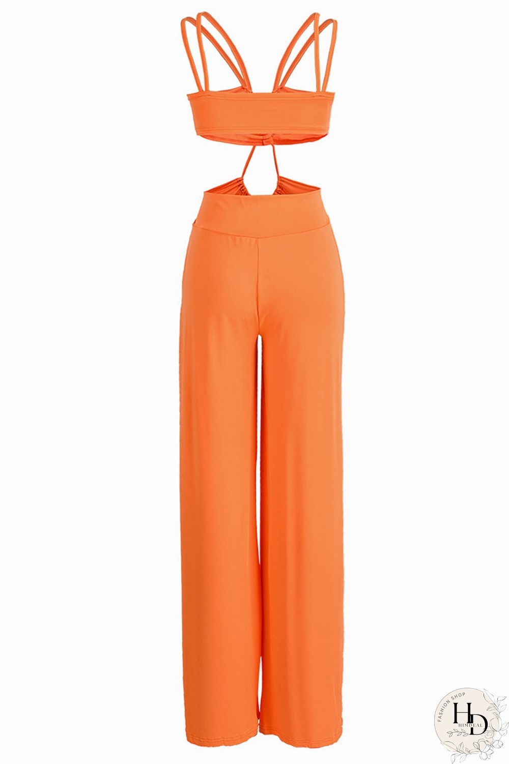 Rose Red Sexy Solid Hollowed Out Patchwork Spaghetti Strap Straight Jumpsuits