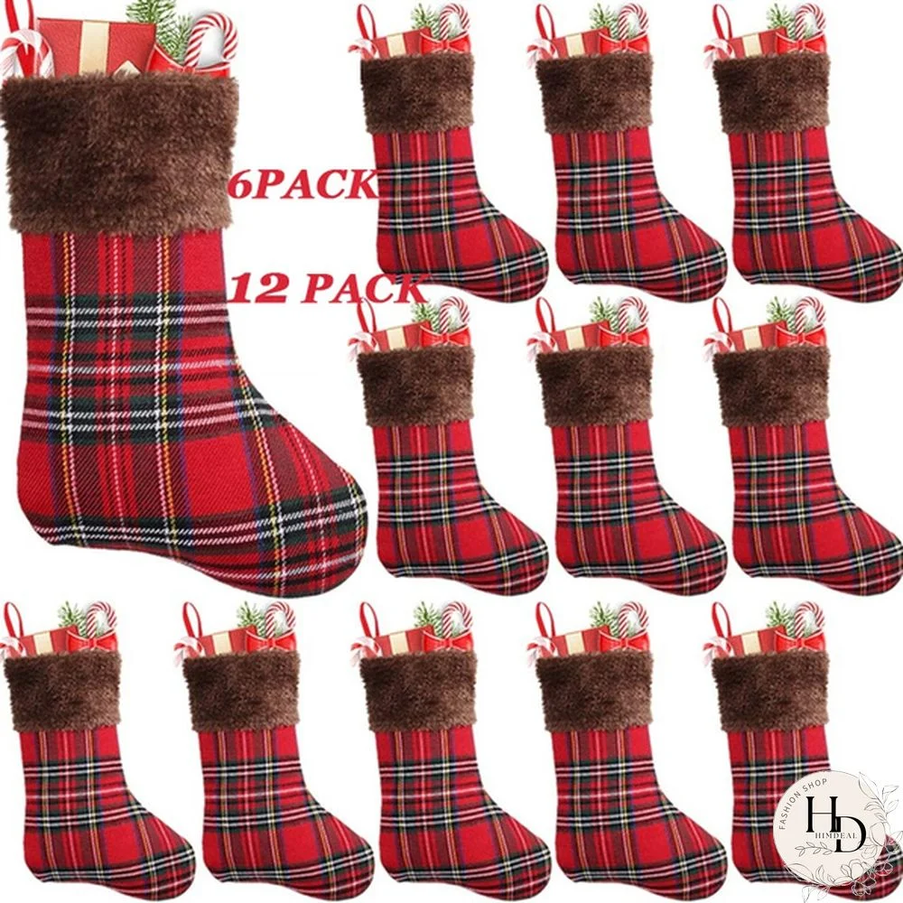 6/12Pack Mini Christmas Stockings Christmas Decoration for Home Christmas Santa Stocks Luxury Gift Merry Christmas Socks Festival Party Ornament