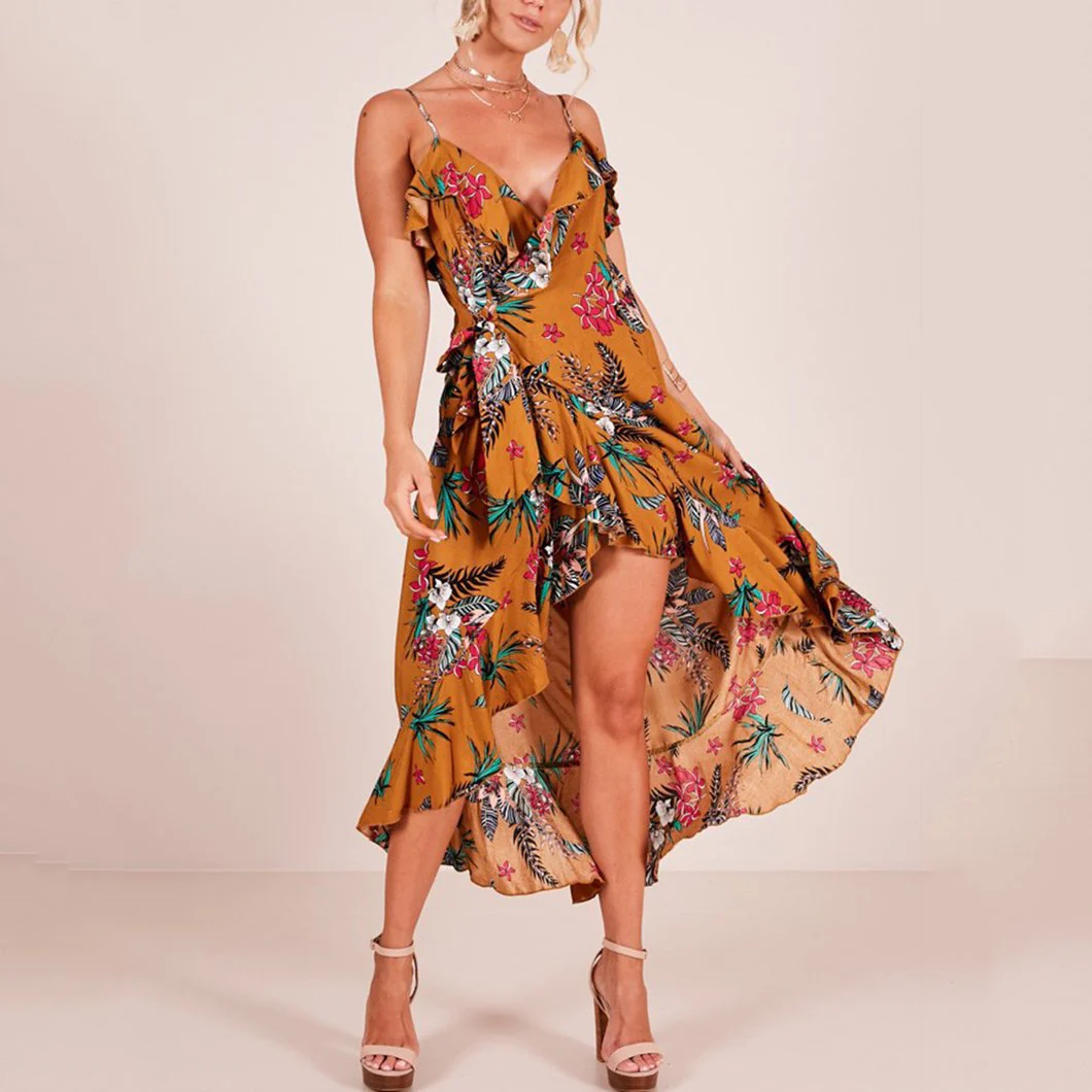 Stylish Sexy Floral Print Vacation Maxi Dress