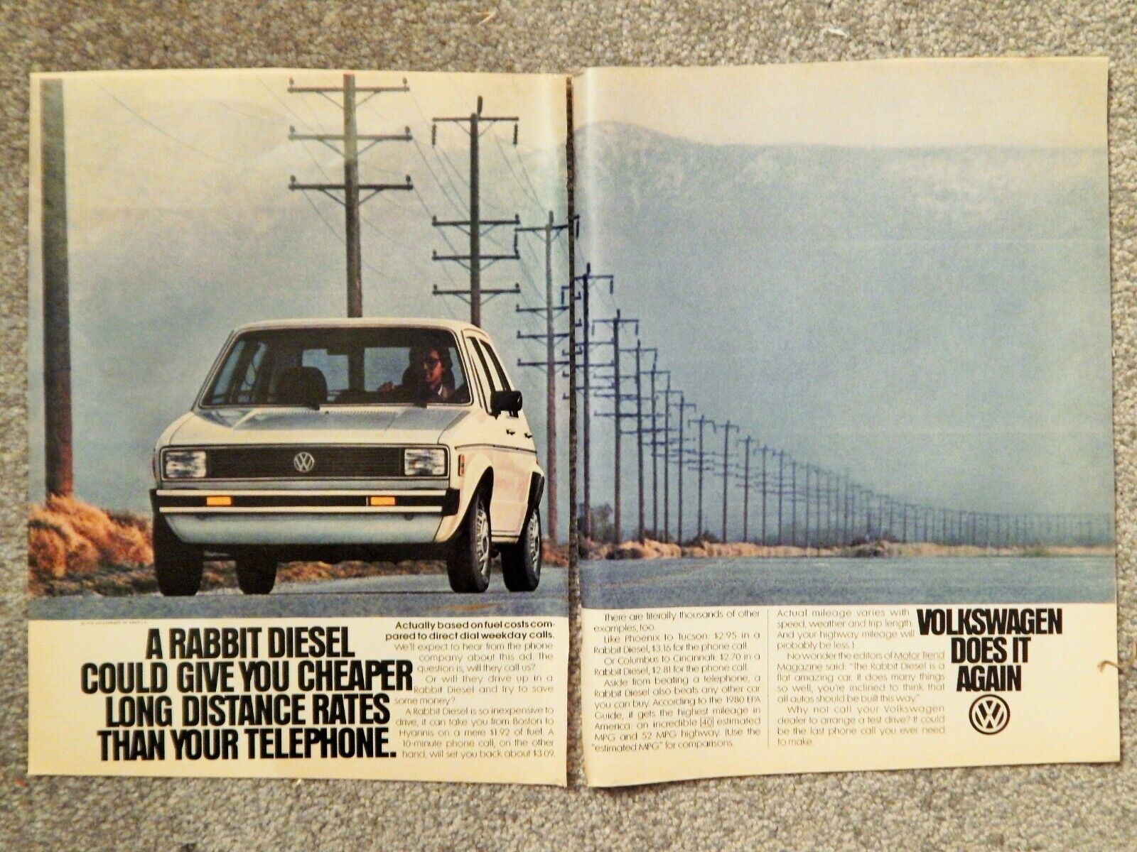 VOLKSWAGEN RABBIT / CHANEL FOR MEN / JAMESON WHISKEY ORIG. VTG 1979 Photo Poster painting AD,