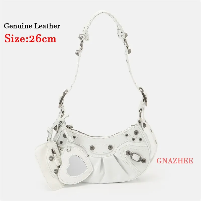 Bag New 2023 Black Gothic White Fashion Black Pink Rivets Crossbody Shoulder Bags Purse Women Underarm Bags  Motorcycle Bag
