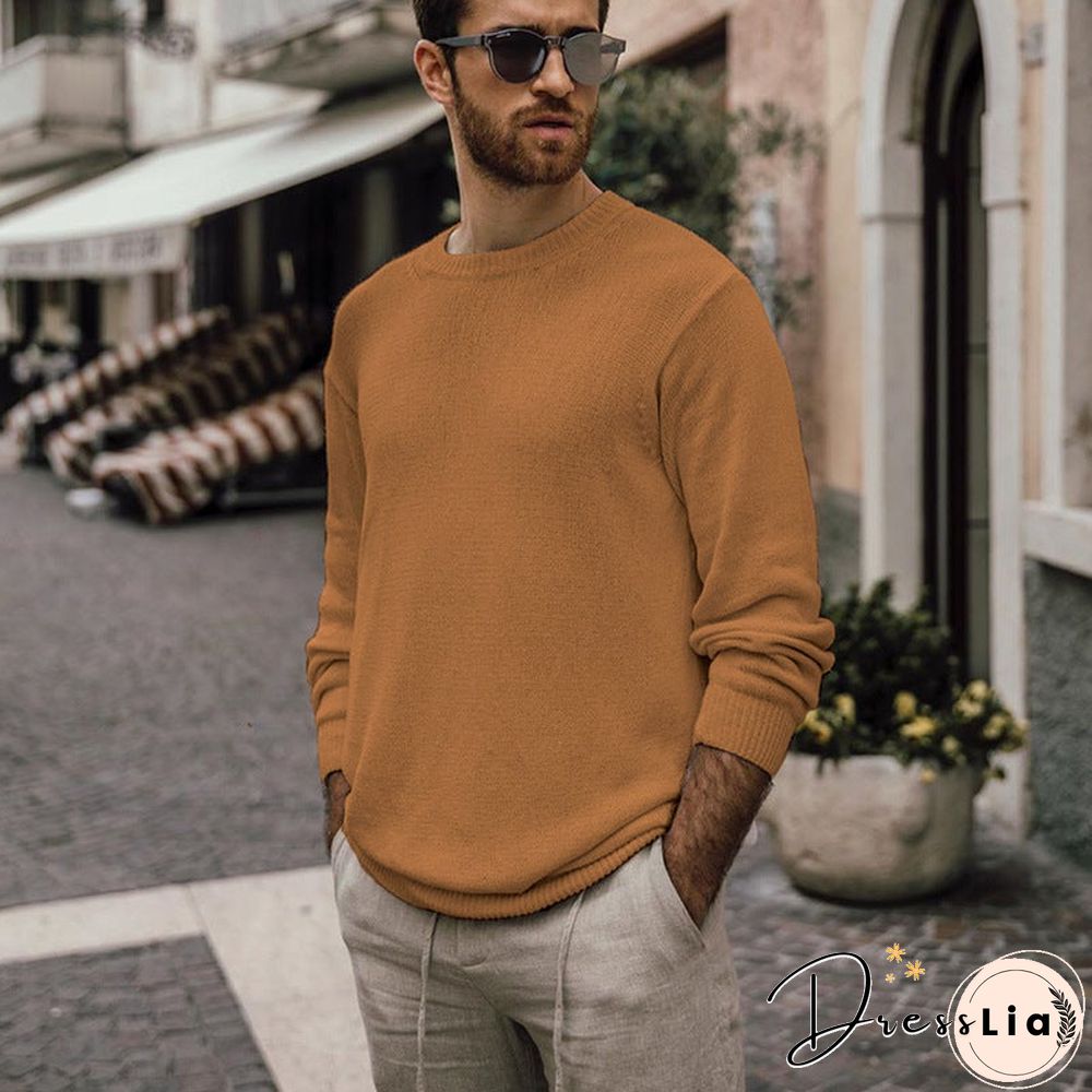 Autumn Winter Long Sleeve Knitted Pullover