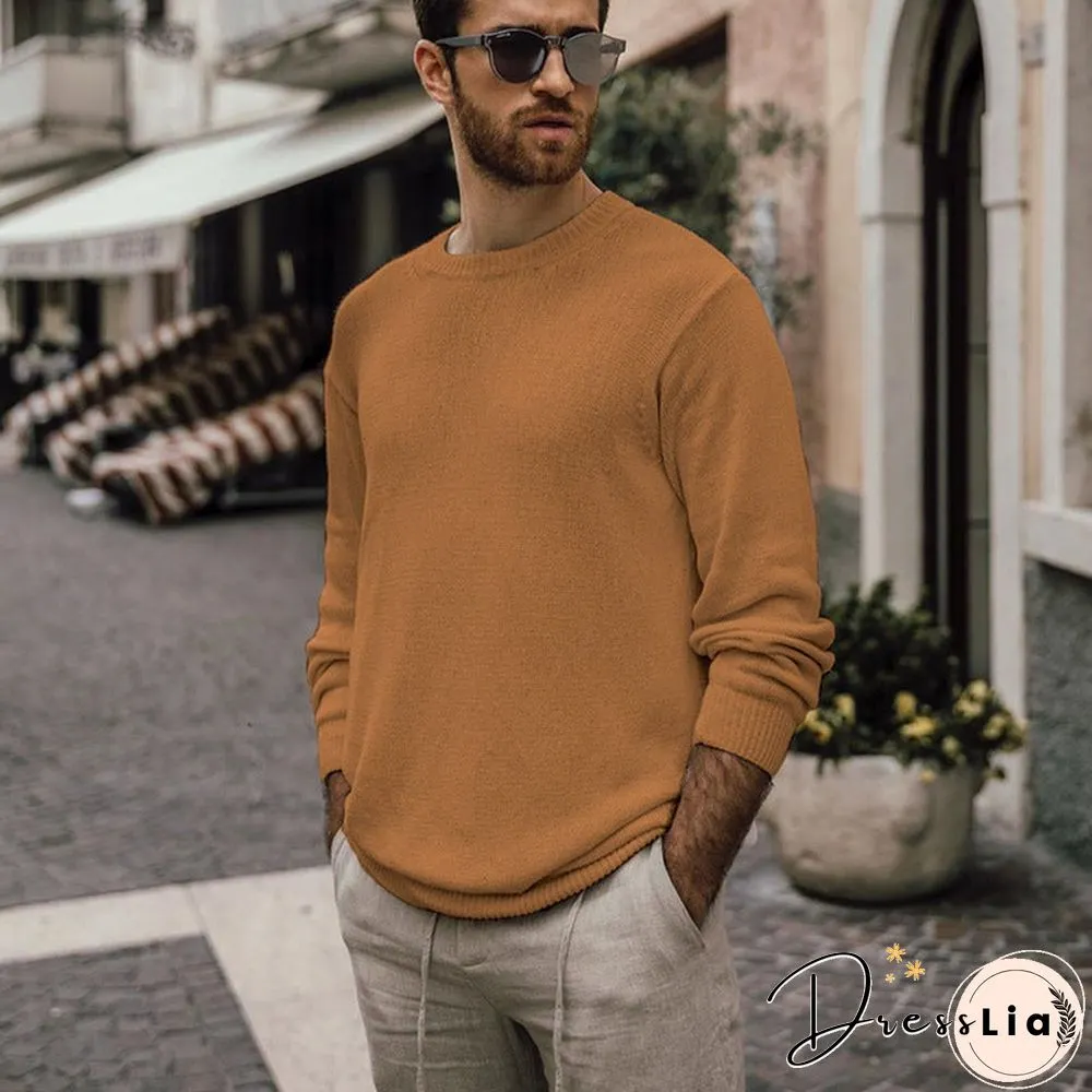 Autumn Winter Long Sleeve Knitted Pullover