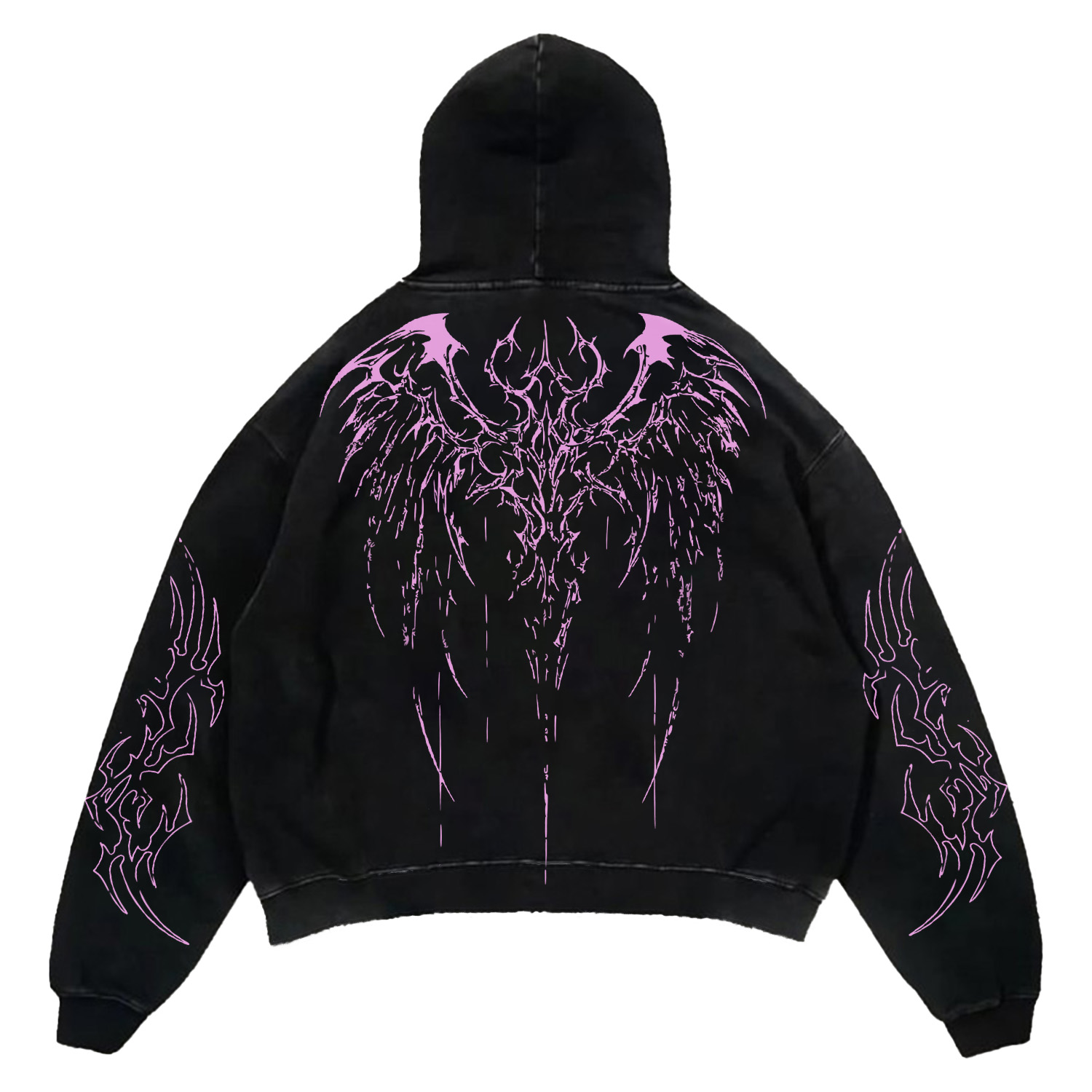 Pink Flame Thorns Dark Wing Hoodie