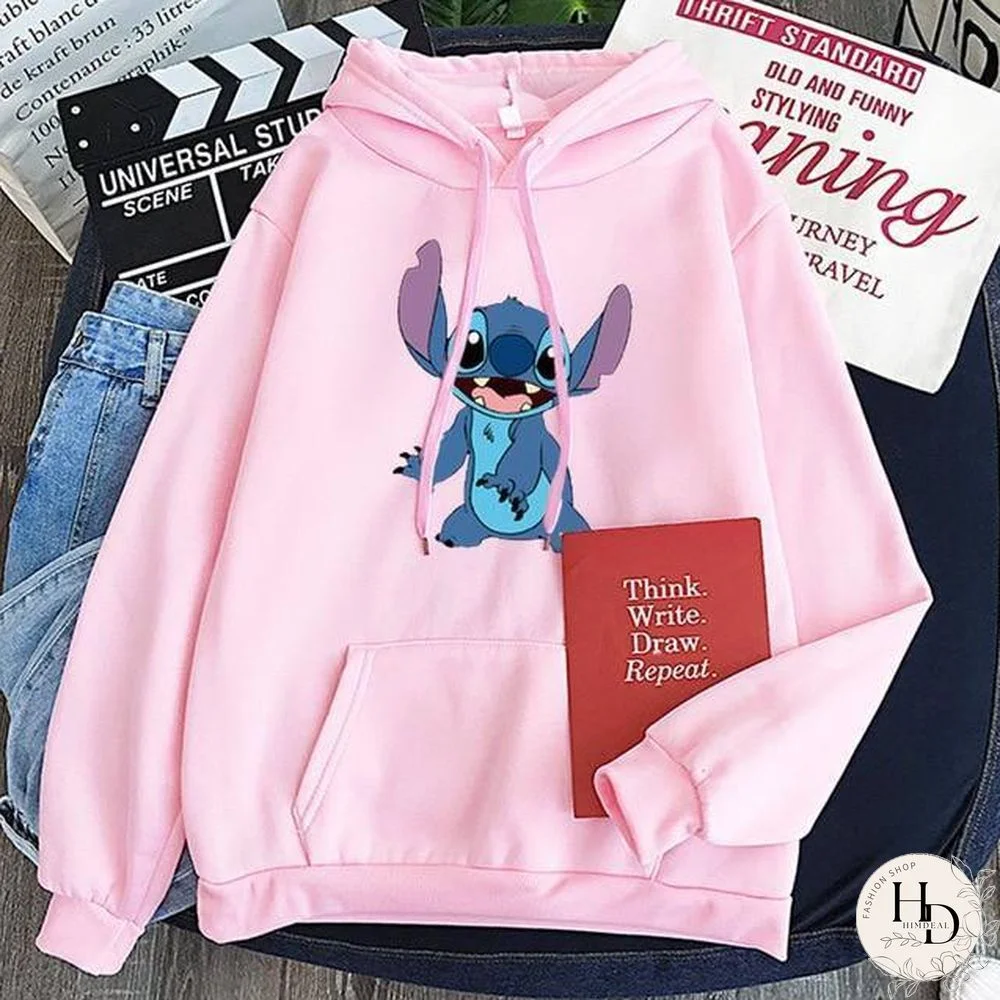 New Hoodie Sweatshirt Women Oversized cartoon Stitch Hoodie couple shirt versatile Sweatshirt Winter Long Sleeve Tops Hoodies