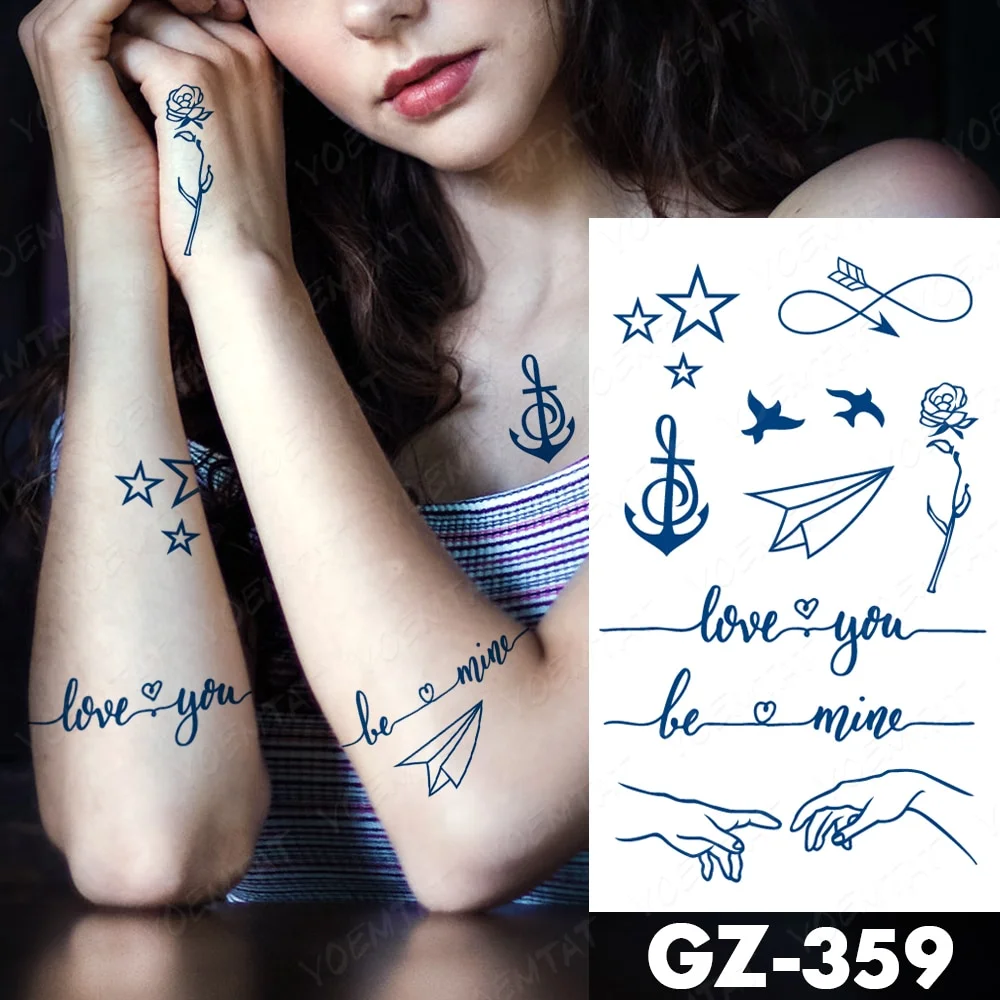 Sdrawing Juice Lasting Ink Waterproof Temporary Tattoo Sticker Genipin Herbal Tatoo Women Body Art Fake Tatto Snake Flower