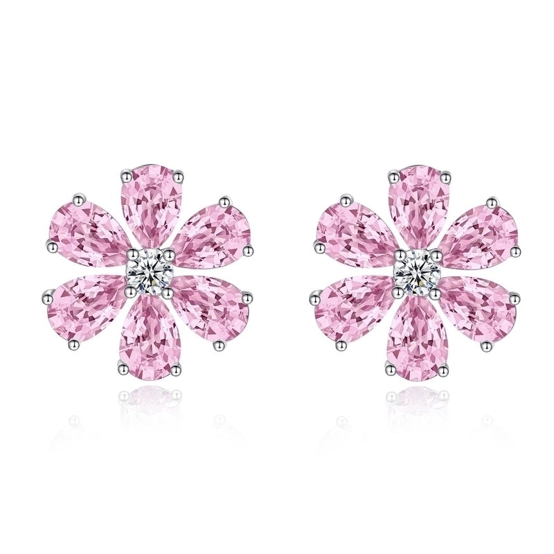 925 Sterling Silver Inlay Flower Earrings Necklace