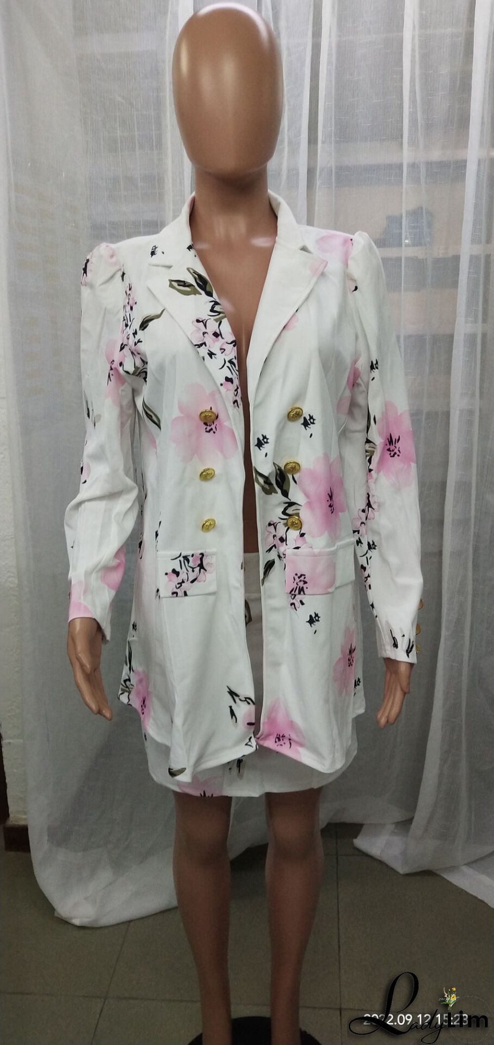 spring blazer long-sleeved solid color top with mini skirt two-piece suit