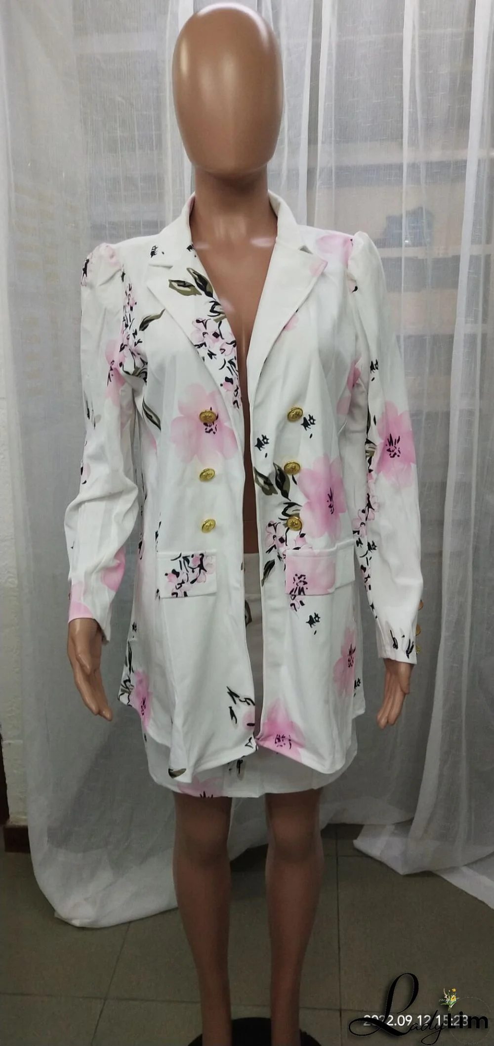 spring blazer long-sleeved solid color top with mini skirt two-piece suit