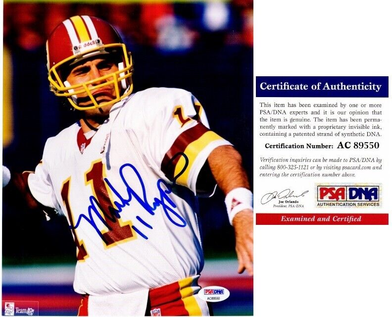 Mark Rypien Signed Autographed Washington Redskins 8x10 Photo Poster painting + PSA/DNA COA