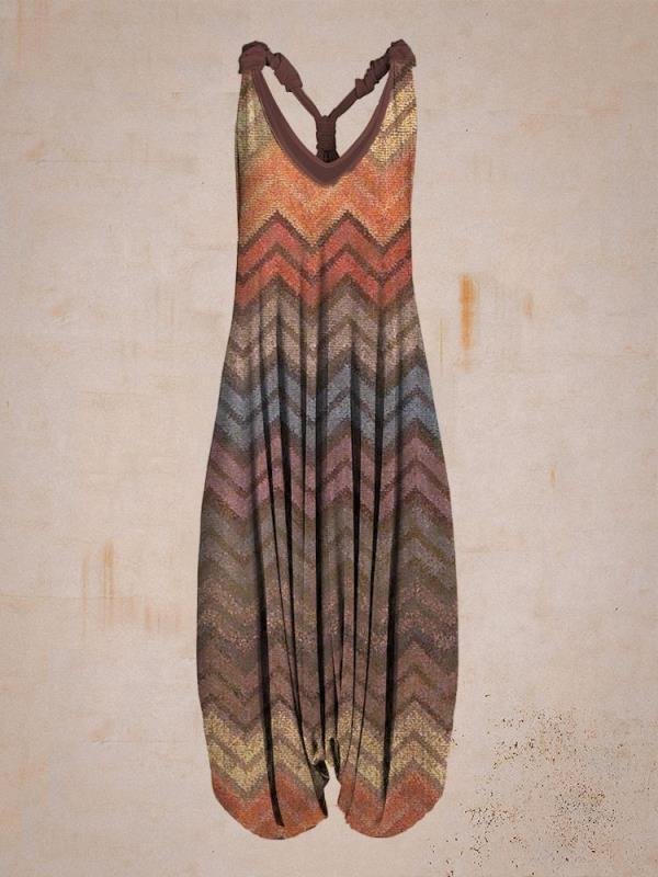 Casual Printed Colorful Sleeveless Jumpsuit