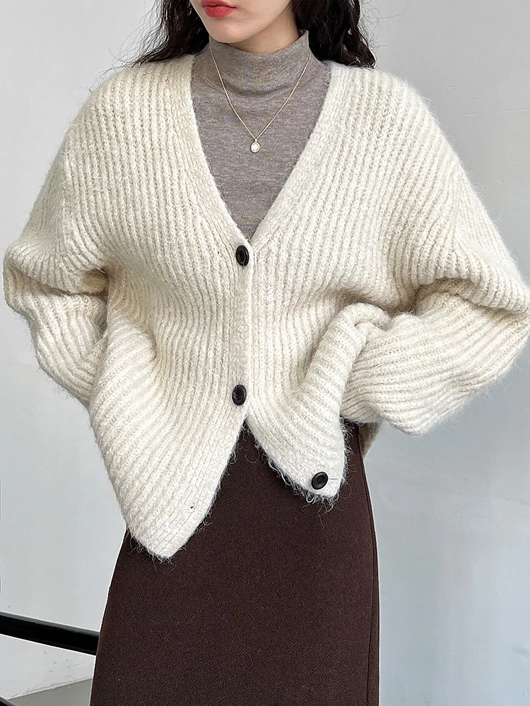 Gentle Style Wool Knit Sweater Outerwear