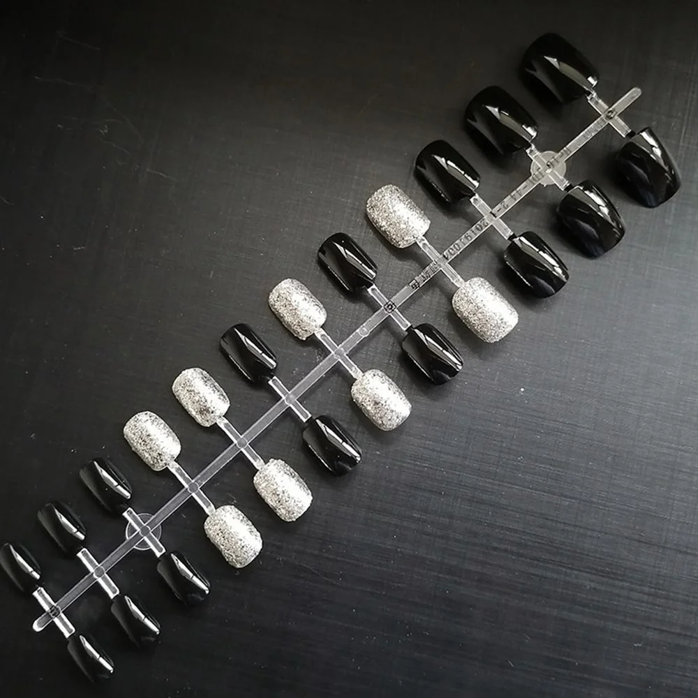 24Pcs Shiny Glitter Detachable False Nails Long Ballerina Pink Wearable Fake Nails Full Cover False Nail Tips with glue design-Nail Inspo