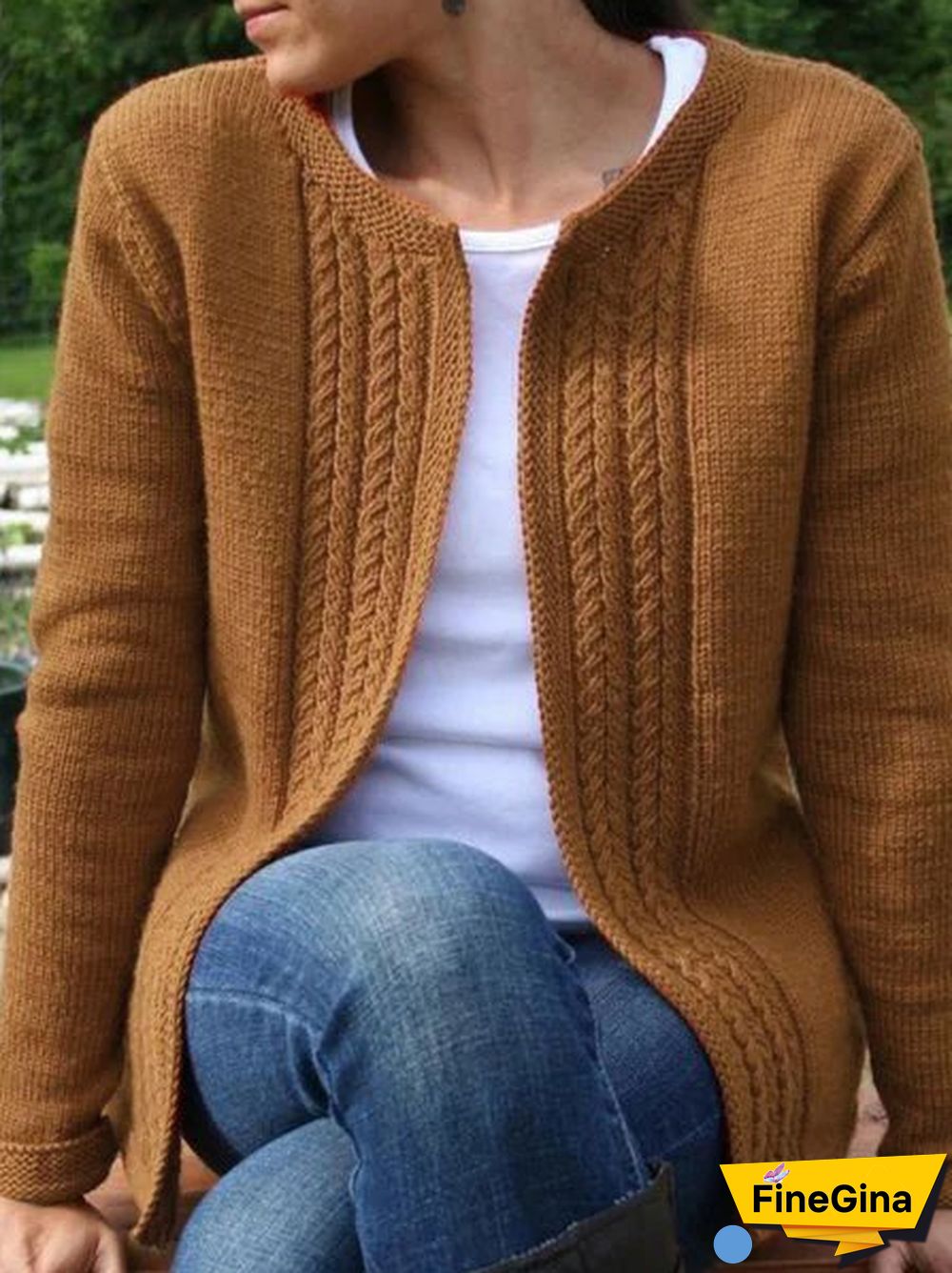 Casual Vintage Knitted Solid Sweater