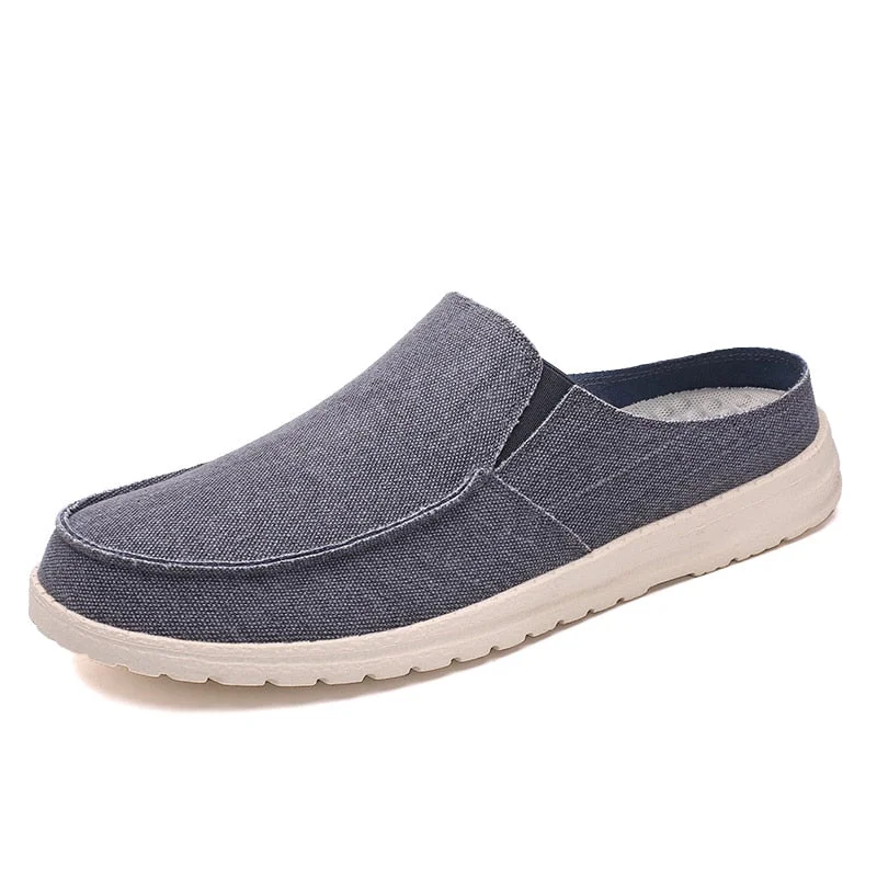 Nine o'clock Canvas Men's Mules Super Light Casual Half Shoes for Men Non-Leather Male Canvas Flats Half Slipper Plus Size 39-48