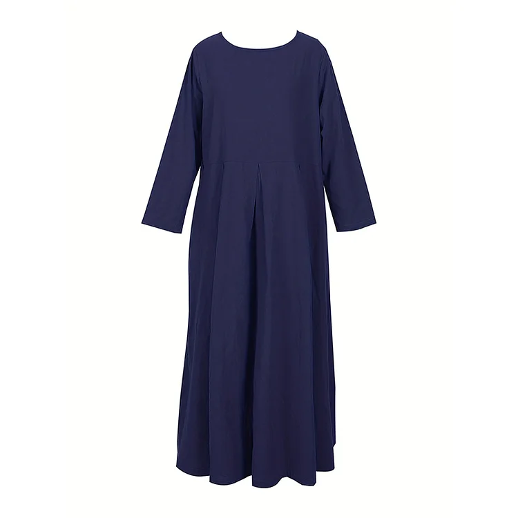 Comstylish Women's Solid Color Cotton Linen Print Maxi Dress