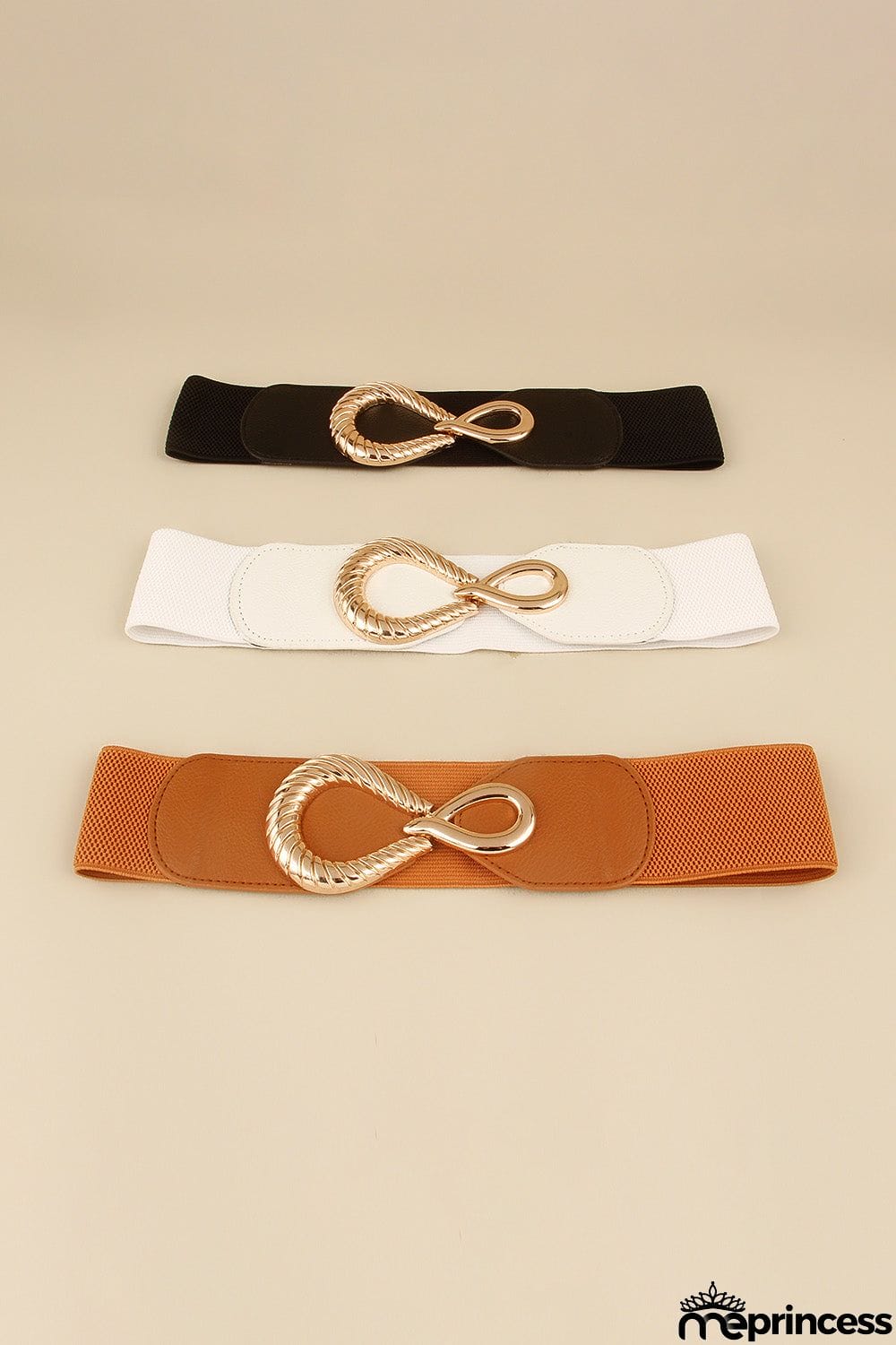Ribbed Alloy Buckle Elastic Belt