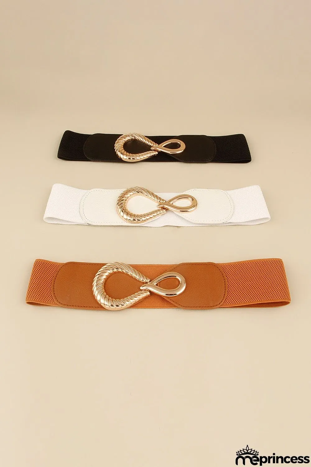 Ribbed Alloy Buckle Elastic Belt