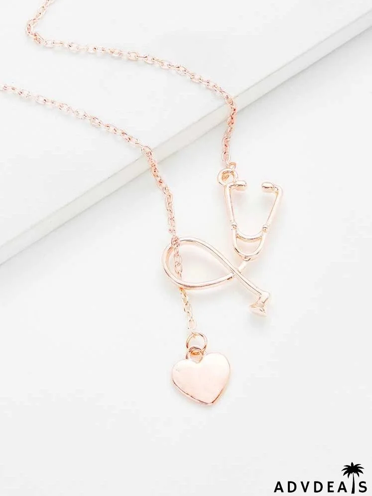 Heart Detail Pendant Link Necklace